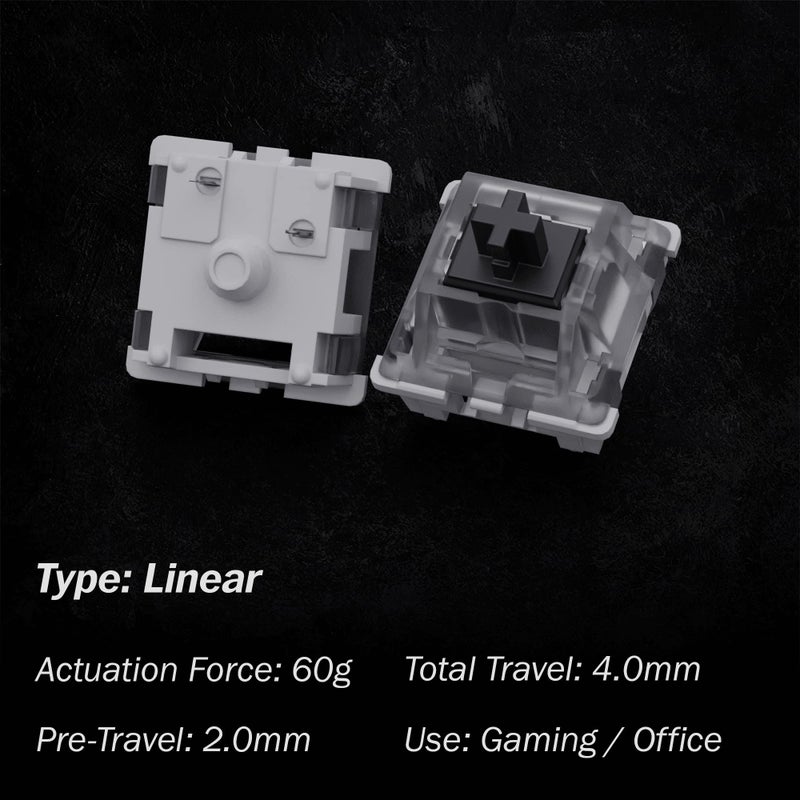 Gateron KS-9 RGB Mechanical MX Type Key Switch - Clear top (65 Pcs, Black) - Image 2